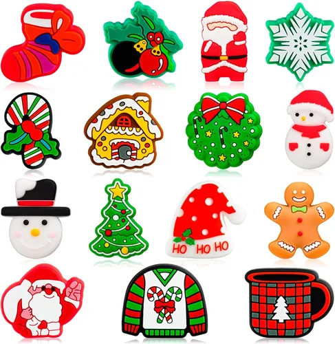 15 cuentas de silicona de Navidad, cuentas focales de silicona para bolígrafo, cuentas de árbol de Navidad para hacer llavero, collar, pulsera,
