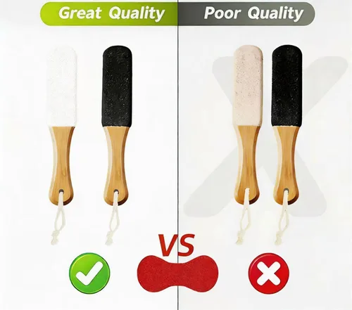 Miniatura 2 de Paquete de 2 limas de pedicura profesional con mango de madera y piedra pómez – Removedor de callos para pies y manos, limpiador de pies para piel