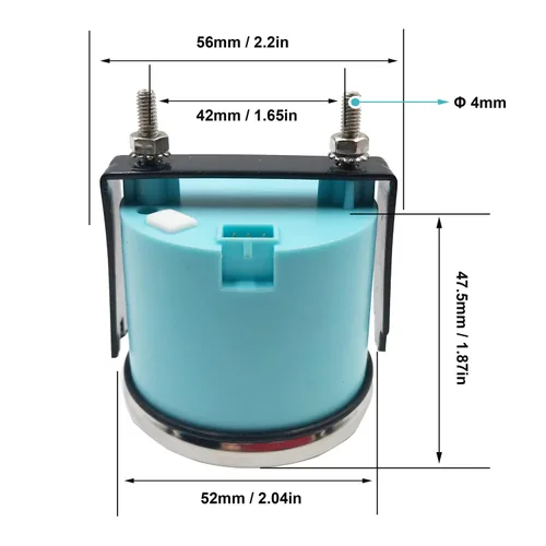 Miniatura 2 de Medidor de nivel de combustible digital de 2" 0-190ohm con fondo de color rojo claro 52mm 12V/24V con soporte para medidor
