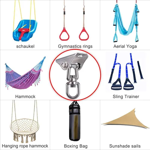 Miniatura 2 de SELEWARE Colgador de columpio de acero inoxidable resistente para techo Montaje en techo con giro libre Gancho de columpio Kit de accesorios