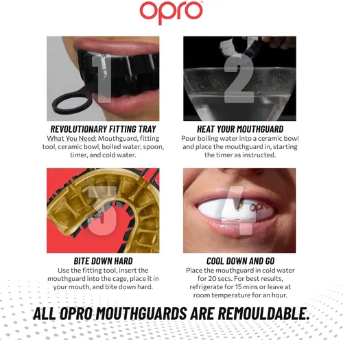 Miniatura 5 de OPRO Protector bucal Gold Level - Protector bucal moldeable con ajuste cómodo de primera calidad y protección multicapa para boxeo, artes marciales