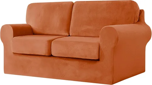 Miniatura 32 de UNBBRRL Fundas de sofá de 3 piezas para sofá, funda de terciopelo elástico para sillón con 1 funda de cojín de asiento y 1 funda de respaldo