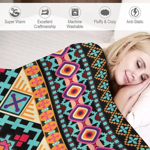 Miniatura 3 de Manta azteca tribal del suroeste, manta de franela súper suave para cama y sofá (franela de 10.32 oz/m²), 50 x 70 pulgadas