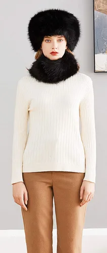 Miniatura 6 de Lovful Sombrero estilo cosaco ruso de piel sintética para mujer, conjunto de bufanda para mujer