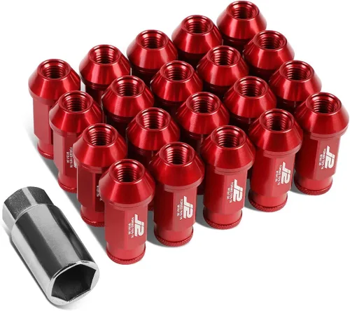 Miniatura 8 de J2 Engineering Juego de 20 piezas de tuercas de orejeta de aluminio 7075 de extremo abierto alto M12 x 1.5 con adaptador de dado, negro, se ajusta a