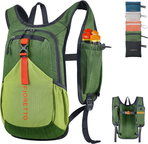 FIORETTO Mochila de senderismo de 15L para mujeres y hombres, mochila mini plegable, mochila ligera pequeña para acampar, viajar al aire libre, Verde