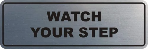 Miniatura 23 de Signs ByLITA Letrero estándar para pared o puerta con texto en inglés «Watch Your Step», señalización de salud y seguridad (negro), mediano