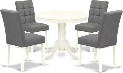 Miniatura 24 de East West Furniture ANAS3-AWA-08 Juego de mesa de comedor de cocina de 3 piezas contiene una mesa moderna y 2 sillas de comedor tapizadas de tela