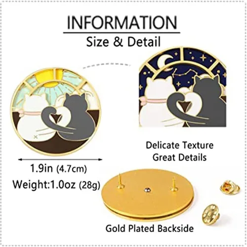 Miniatura 3 de Broche giratorio con forma de gato esmaltado para parejas, gatos, broche, para mujeres, niñas, mochila o ropa