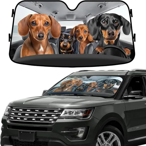 Miniatura 41 de GENANY Parasol divertido para parabrisas de la familia de perros de pastor alemán para automóvil, SUV, camión (55 x 30 pulgadas), parasol