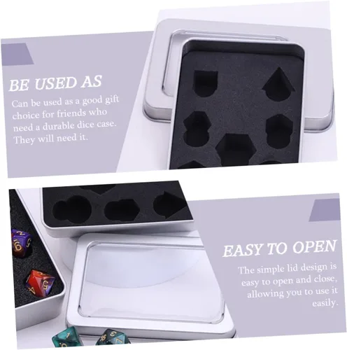 Miniatura 2 de TOYANDONA Caja de almacenamiento de dados de 8 piezas, mini contenedores con tapa, caja de dados de metal, soportes de metal, caja organizadora