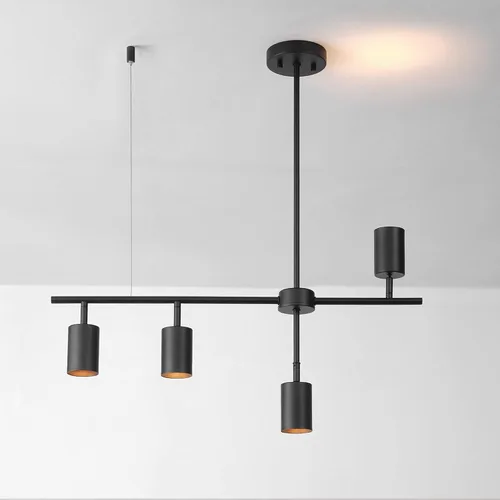 Miniatura 8 de GLOBE Electric 64000048 Iluminación de riel de altura ajustable de 4 luces, negro mate, pantallas pivotantes, iluminación para cocina, baño