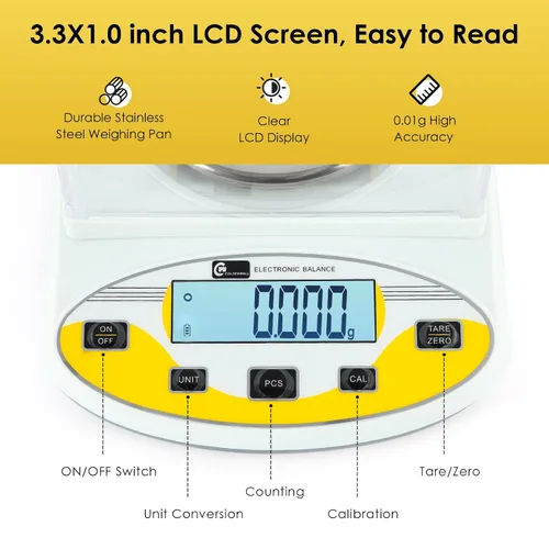 Miniatura 2 de CGOLDENWALL Balanza analítica de 0.00 oz, báscula de laboratorio electrónica de 1 mg báscula analítica de precisión báscula de joyería, báscula