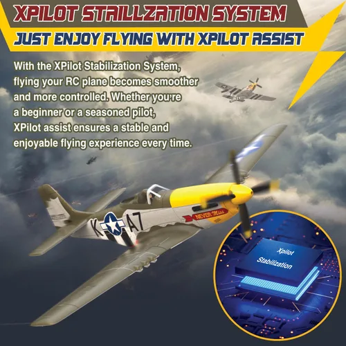 Miniatura 3 de LEAMBE Avión RC Brushless de 4 Canales P51D Mustang 500mm Avión de Control Remoto de Combate RTF con Giroscopio de 6 Ejes, 3 Modos y Acrobacias
