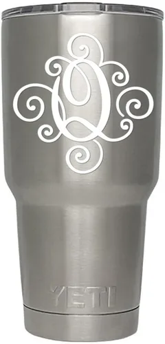 Miniatura 80 de Monogram - Calcomanía troquelada/vinilo adhesivo. Haga clic para opciones de color/letra. Disponible en cuatro colores y todas las letras de la A