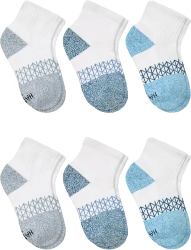 Miniatura 2 de Hanes Calcetines para niño, tobillos, tripulación y invisibles, paquete de 6, calcetines deportivos acolchados Absolute Active para niños, absorben