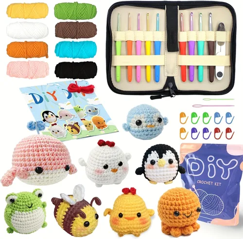 Miniatura 16 de YAMAXIN Kit de Ganchillo para Principiantes Adultos – 4PCS Kit de Inicio de Amigurumi de Animales de Ganchillo con Hilo, Ganchos, Herramientas