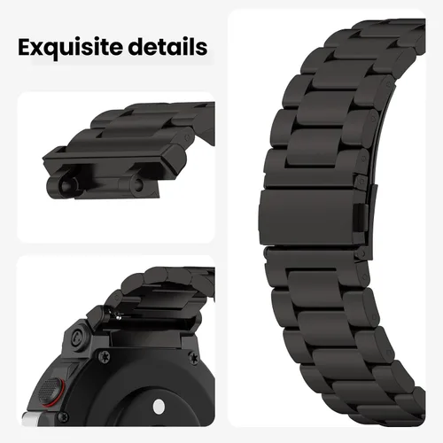 Miniatura 3 de E ECSEM Bandas compatibles con Amazfit T-Rex 2 Band Men Metal Ajustable Acero Inoxidable Cool Pulsera Accesorios Correa de repuesto para Amazfit