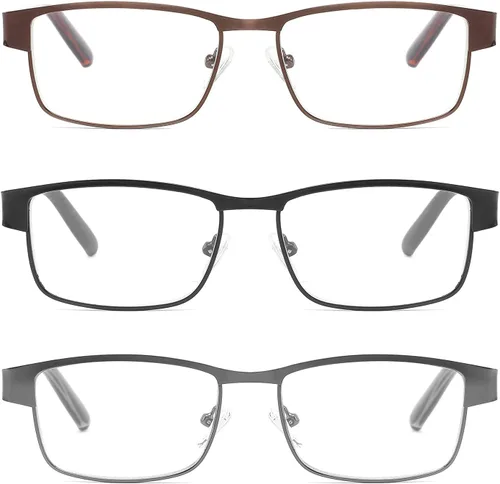 Miniatura 2 de CRGATV 3-Pack Reading Glasses for Men Blue Light Blocking Metal Full Frame Computer Readers Anti UV/Eye Strain/Glare