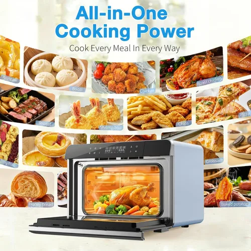 Miniatura 7 de ROBAM Horno combinado con freidora de aire tostadora, horno de vapor de encimera 14 en 1 con convección de vapor para asar y hornear, cocción