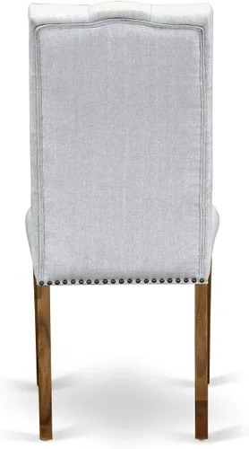 Miniatura 8 de East West Furniture ELP8T05 Elsa Parson - Juego de 2 sillas de comedor tapizadas de tela de lino gris, con botones copetudos, color nogal Nuez