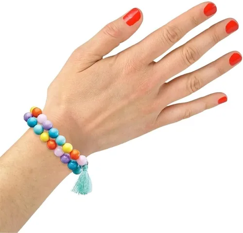 Miniatura 4 de Amscan Conjunto de pulseras de cuentas para mujer, multicolor, 3.7 pulgadas de EE. UU