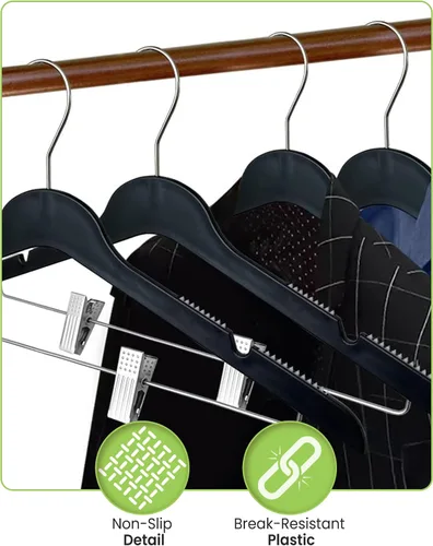 Miniatura 4 de All Hung Up - Perchas delgadas de plástico con clips, diseño que ahorra espacio con agarre antideslizante, duraderas para el uso diario