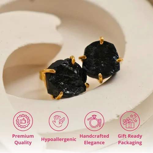Miniatura 14 de Gempires Natural Raw Prong Setting Stud Earrings, 8-10 mm Crystals Earring, Handmade Jewelry, Gift for Her
