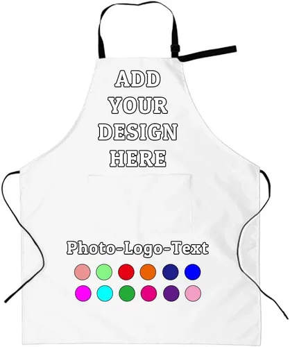 Miniatura 45 de Delantal personalizado para adultos, delantales personalizados con bolsillos, añade tu logotipo y foto, delantal impermeable ajustable personalizado