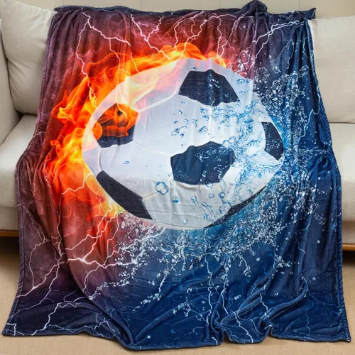 Sviuse Manta de Fútbol para Niños Súper Suave Manta Deportiva de Tiro Tamaño Twin Manta de Franela Regalos para Amantes del Fútbol Sofá Viajes Sala