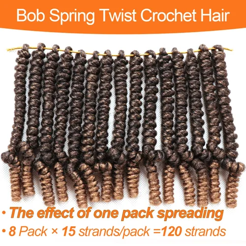 Miniatura 5 de 8 paquetes de cabello corto Bob Spring Twist de ganchillo para niños de 6 pulgadas, cabello de ganchillo pretrenzado estilo Passion Twist para T27#