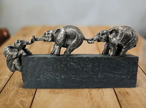Miniatura 7 de Vaudagio Escultura "Family Ties" - Símbolo atemporal de la unión familiar y del equipo - Adorno de 17 pulgadas de largo - Estatua de elefante como
