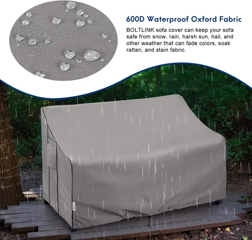 Miniatura 3 de Funda impermeable para sofá de patio, tela Oxford 600D resistente con protección UV y rejillas de ventilación, se adapta a 52 pulgadas de ancho x 35
