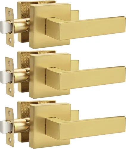 Miniatura 44 de Probrico Paquete de 4 manijas de puerta simuladas en negro mate, manijas interiores que no giran, manijas reversibles resistentes para interiores
