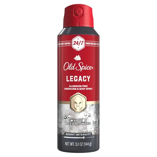 Old Spice Spray corporal sin aluminio para hombres, aroma distintivo 24/7 y frescura duradera, protección contra olores durante todo el día, fácil