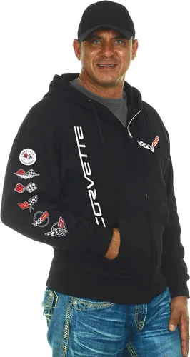 Miniatura 4 de JH DESIGN GROUP Sudaderas con capucha Chevy Corvette para hombre y con cremallera en 6 estilos, Clg6-negro