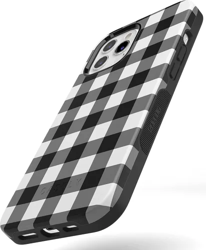 Miniatura 5 de Casely Funda para iPhone 12 Pro Max Compatible con MagSafe Check Me Out Funda a cuadros de tablero de ajedrez
