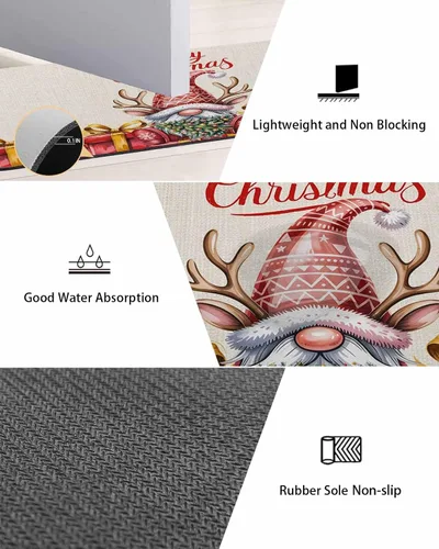 Miniatura 3 de Tapete de baño de gnomos de Navidad para bañera, tapete antideslizante de secado rápido y absorbente, tierra de diatomeas para fregadero de ducha