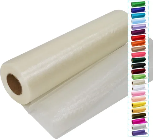 Miniatura 20 de Rollos de tela de tul negro con cristales y organza 12 pulgadas por 150 pies (45,72 m), tela transparente para manualidades, lazos de tutú