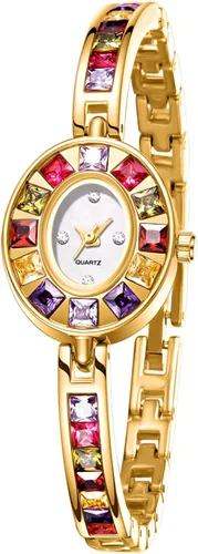 ADSBIAOYE Reloj ovalado de cristal colorido vintage de lujo para mujer, reloj de pulsera de cuarzo, reloj impermeable