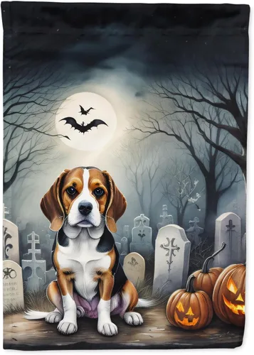 Caroline's Treasures DAC2011GF - Bandera decorativa para jardín de Halloween con diseño de beagle para jardín, jardín, jardín, jardín, multicolor