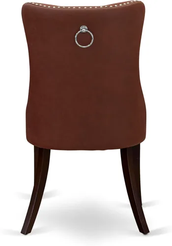 Miniatura 8 de East West Furniture DAP3F26 Dallas Parson - Juego de 2 sillas de comedor tapizadas de tela de poliéster color burdeos con botones copetudos
