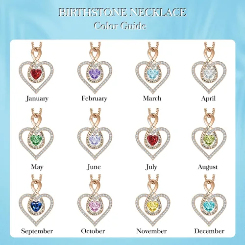 Miniatura 6 de LIANYU 18K Rose Gold Plated Necklace for Women, Infinity Heart Necklace for Women Birthstone Necklace for Women Birthday Gifts for Wife Girlfriend