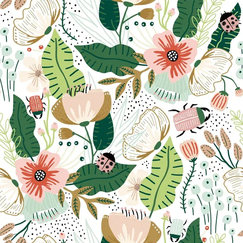 Papel tapiz de dibujos animados de flores de durazno de 17.7 x 118 pulgadas, papel tapiz de hojas verdes de color rosa fresco, autoadhesivo,