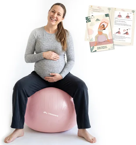 Miniatura 11 de Trideer - Pelota de embarazo y parto de 1.7 mm extragruesa para yoga, maternidad, parto, ejercicio, fisioterapia, recuperación - Incluye guía