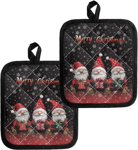 Miniatura 19 de Juego de soportes para macetas de flores rojas de pollo blanco y negro, resistentes al calor, almohadillas calientes para horno, antideslizantes