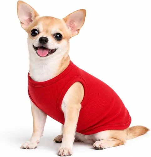 Miniatura 47 de Lovelonglong Ropa para mascotas de verano 2019, ropa para perro, camisetas en blanco, camisetas acanaladas, chalecos de hilo superior para perros