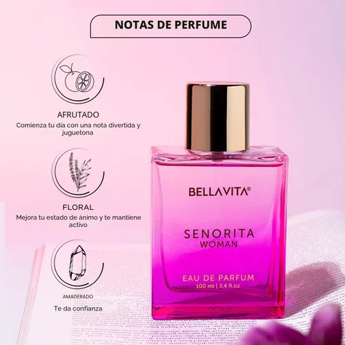 Miniatura 6 de Bella Vita Luxury SENORITA Perfume para Mujeres (3.4 fl.oz) Fragancia Floral y Afrutada con Granada, Menta y Almizcle Notas de Yuzu y Loto