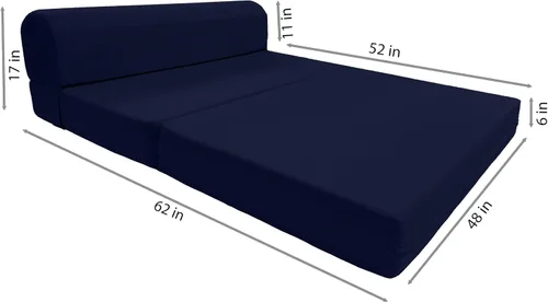 Miniatura 5 de D&D Futon Furniture. Silla plegable de espuma, sofá de estudio, colchón de espuma plegable para invitados (6 x 48 x 72 pulgadas, azul marino)