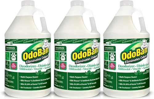 Miniatura 6 de OdoBan Desinfectante Profesional y Eliminador de Malos Olores Concentrado, Hecho en los EE. UU., Aroma Original de Eucalipto, Paquete de 4, 1 Galón